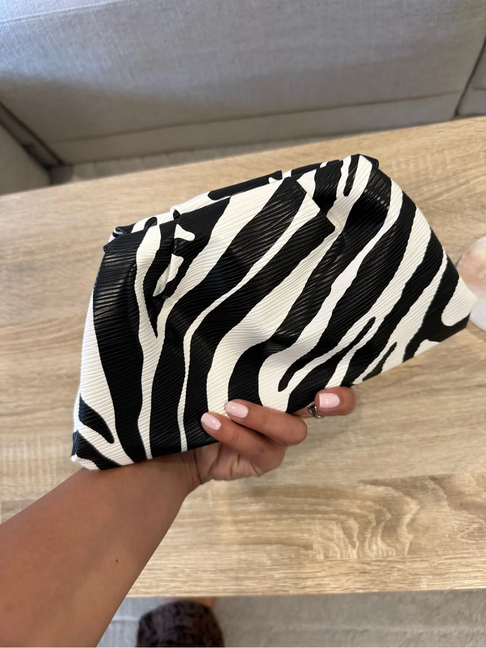 Black and White Zebra Print Clutch - Women's Accessories